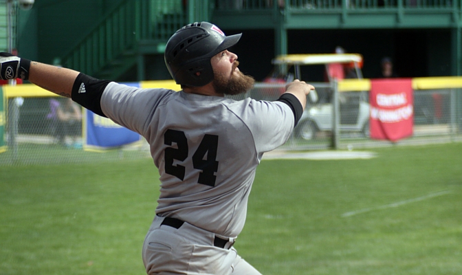 Trevor Podratz hit one of the Wolves three home runs in their 14-3 win over Northwest Nazarene in game two of the GNAC Championships. Photo by Liza Safford